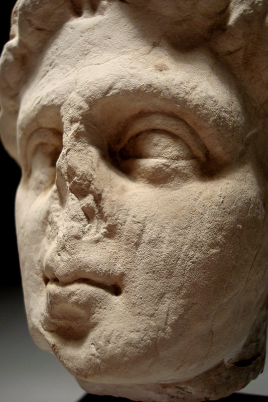 Ancient Roman Limestone Head Of A Youth, 100 - 300 Ad