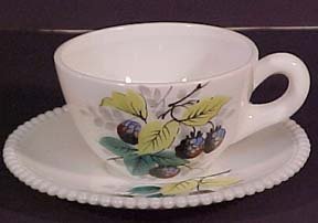 Westmoreland Beaded Edge Cup &amp; Saucer, Black Berry