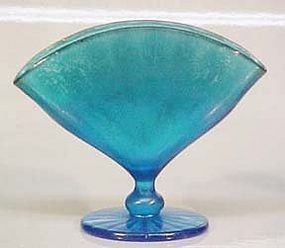 Fenton Stengel Blue Stretched Fan Vase