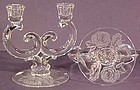 Fostoria Camelia Etched Duo Candlesticks