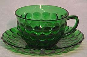 Hocking Bubble Forest Green Cup & Saucer