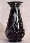 Fenton Hanging Heart Vase, 8.5" Black & White