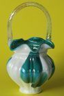 Fenton Teal & Milkglass Irridized Basket, Connoisseur Collection