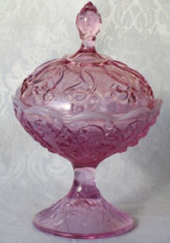Fenton Lilly of the Valley Covered Candy, Champagne Opalescent