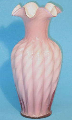 Fenton Cased Dusty Rose, Spiral Optic 11" Vase