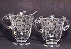 Fostoria Navarre etched Creamer & Sugar