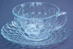 Hocking Blue Bubble Cup &amp; Saucer