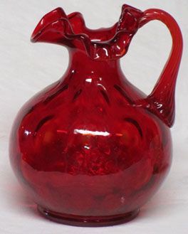 Fenton Red Coin Optic Pitcher