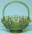 Fenton Thumbprint Colonial Green Basket, 8"