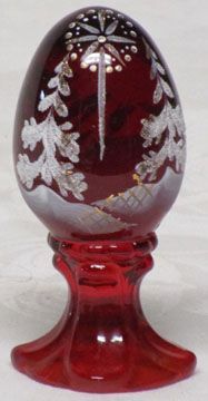 Fenton Red Hand Painted Egg