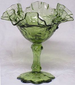 Fenton Colonial Green Rose Comport