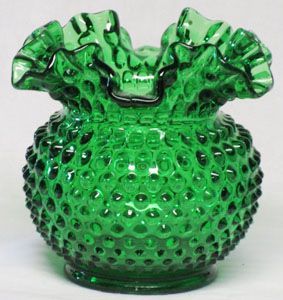 Fenton Forest Green Hobnail 5" Vase