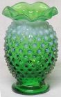 Fenton Green Opalescent Mini Vase 4"