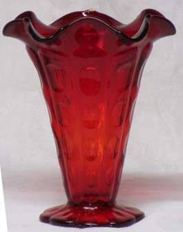Fenton Red Plymouth 6" Vase