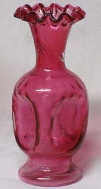 Fenton Cranberry Pinched 7.2&quot; Vase
