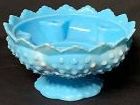 Fenton Blue Marble Candle Bowl