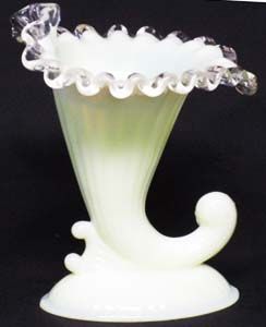 Fenton Ivory Cornucopia Candle Stick