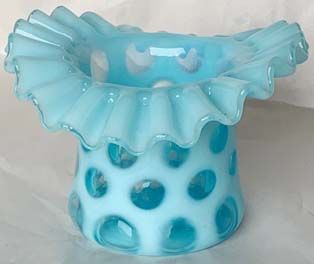 Fenton Small Hat Vase Blue Opalescent