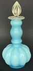 Fenton Blue Overlay 9" Perfume Bottle