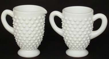 Fenton Milk Glass Hobnail Creamer & Sugar