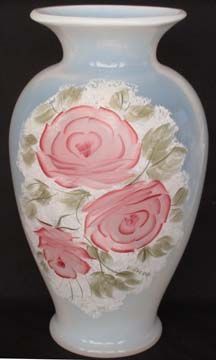 Fenton 13" Hand Painted Vase by V Gherke