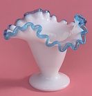 Fenton Blue Crest Double Crimped Mini Vase