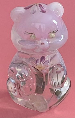 Fenton Hand Painted Opalescent Bear