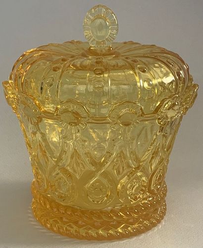 Fostoria Yellow Hapsburg Crown Covered Candy