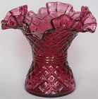 Fenton Cranberry Diamond Dot Vase