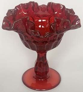 Fenton Red Thumbprint Compote