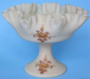 Fenton Ivory Hand-Painted Compote