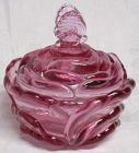 Fenton Butterfly Covered Candy, Dusty Rose