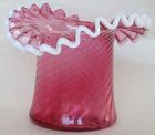 Fenton Cranberry Snow Crested Hat Vase