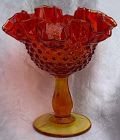 Fenton Colonial Orange Hobnail Compote