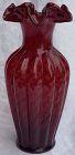 Fenton Red Swirled 11" Melon Vase