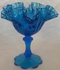 Fenton Blue Rose Compote