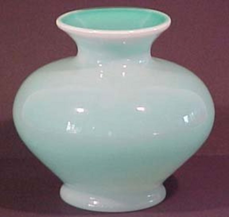 Fenton Cased Jade Opaline 7&quot; Vase