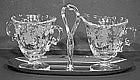 Fostoria Bouquet Etched Creamer & Sugar with Chrome Tray
