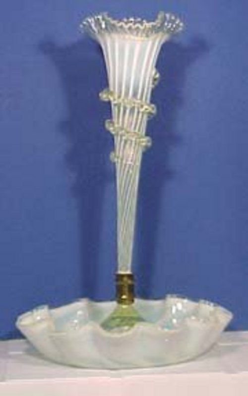 Stevens &amp; Williams Vaseline Opalescent Epergne