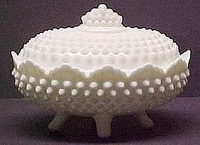 Fenton Covered Milkglass Covered Candy Hobnail