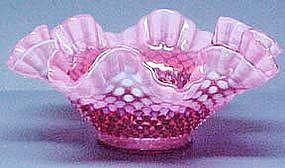 Fenton Cranberry Hobnail Opalescent 9" Bowl