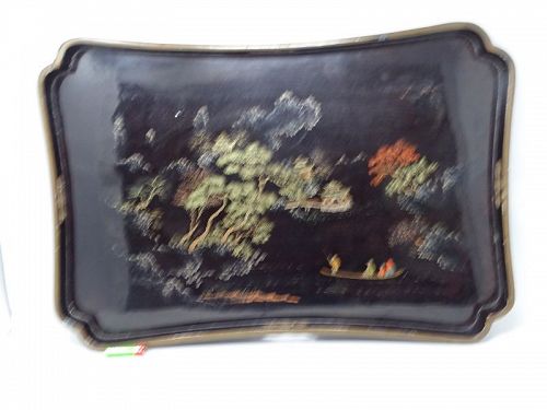 Early Foochow/Fuzhou Shaped Lacquer Tray painted with figures