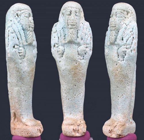 Ancient Egyptian Faience Shabti Figure Late Period 9,5 cm