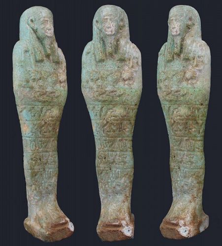 Ancient Egyptian Faience Shabti for Ptah-Meri,  19,8 cm