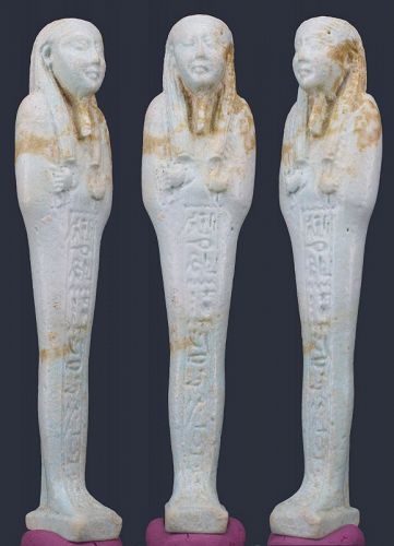 Ancient Egyptian Faience Shabti from Nanefer-Senebek