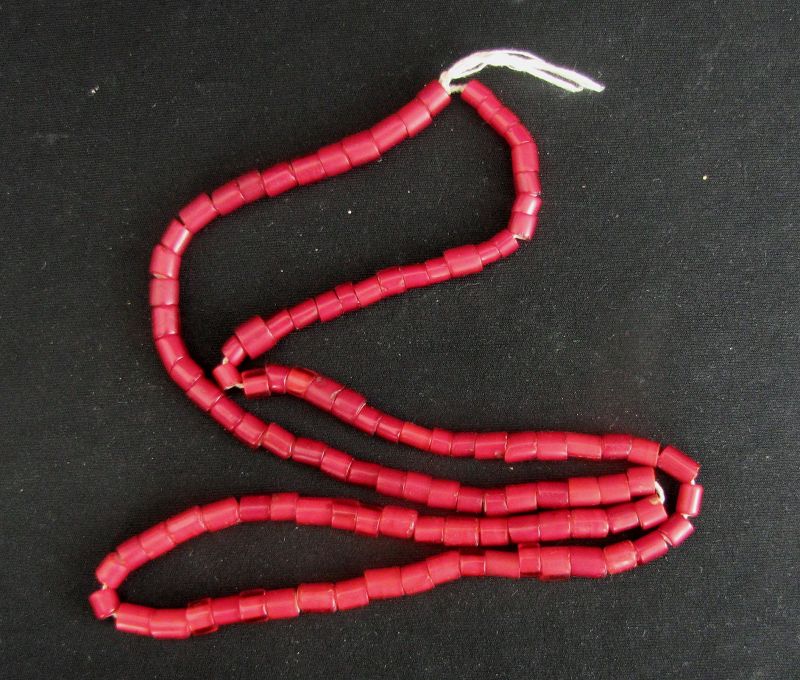 Old Red White Heart Beads