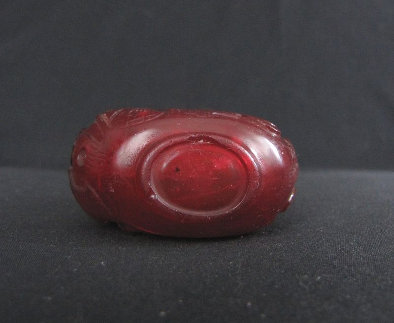 Antique Ruby Red Chinese Glass Snuff Bottle