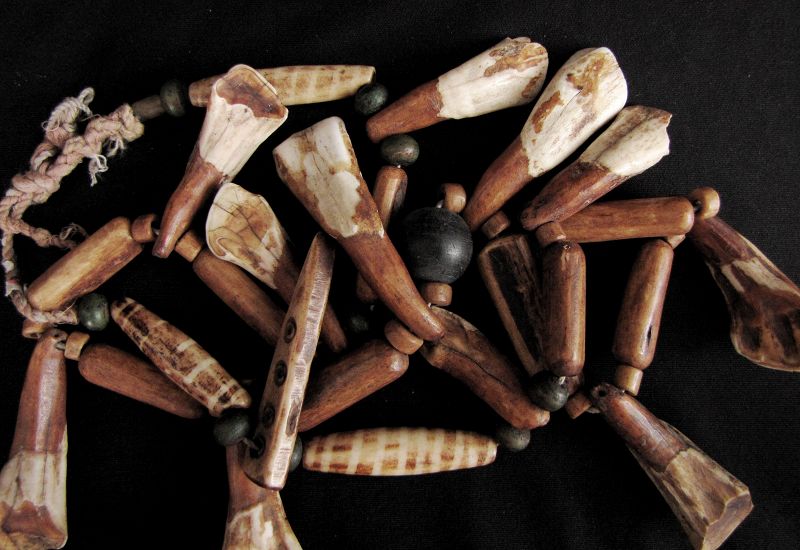 Naga Boar's Tooth and Carved Bone Necklace