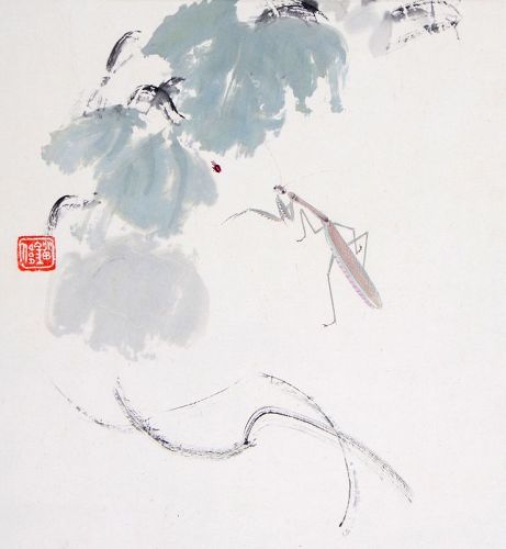 Chinese Water Color of a Mantis