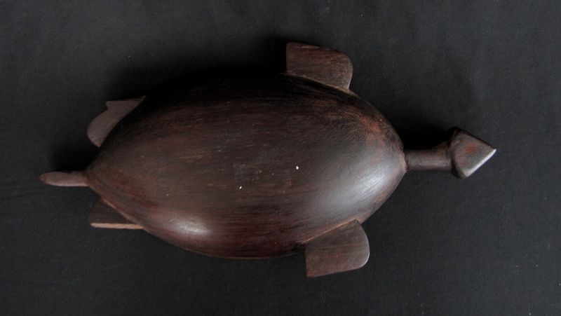 Massim Trobriand Carved Wood Turtle Bowl